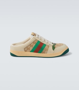 Screener GG Canvas leather-trimmed mules  | Gucci