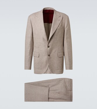 Prince of Wales check silk, wool, and cashmere suit | Brunello Cucinelli