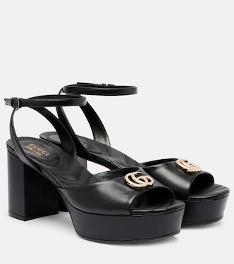 Double G leather platform sandals | Gucci