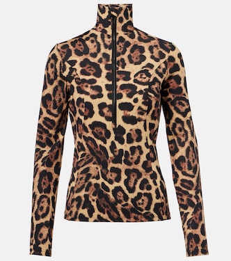 Leona leopard-print half-zip ski top | Goldbergh