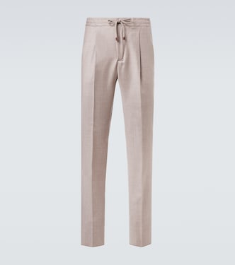 Virgin wool flannel slim pants | Slowear