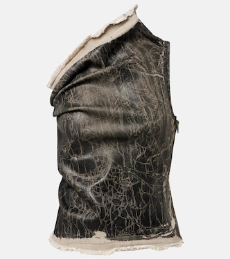 Top Athena imprimé asymétrique en jean | Rick Owens