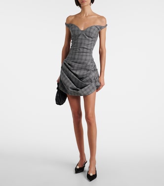 Ruched off-shoulder wool-blend bustier dress | Magda Butrym