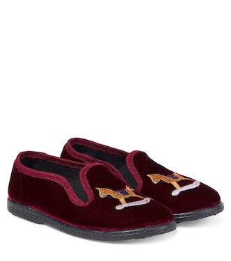 Embroidered velvet slip-on shoes | PèPè