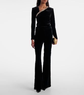 Top asimétrico de terciopelo adornado | Roland Mouret