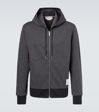 4-Bar cotton jersey zip-up hoodie | Thom Browne