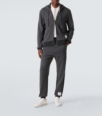 4-Bar cotton jersey zip-up hoodie | Thom Browne