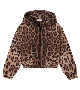Leopard-print cotton hoodie | Dolce&Gabbana Kids