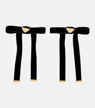 Set of 2 bow-detail velvet barrettes | Prada