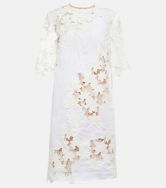 Guipure lace-paneled cotton minidress | Oscar de la Renta