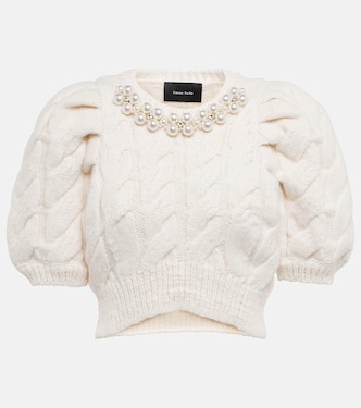 Jersey cropped adornado con perlas | Simone Rocha