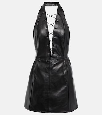 Atkins V-neck leather mini dress | Petar Petrov