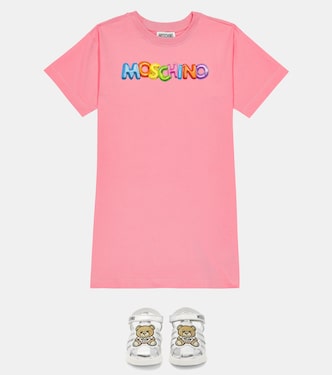 Abito chemisier in misto cotone con logo | Moschino Kids