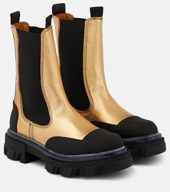Bottines Chelsea en cuir métallisé | Ganni