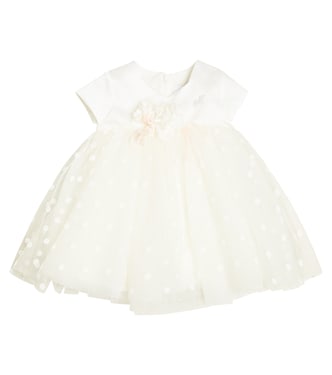 Bebé - vestido con aplique floral y lunares | Monnalisa