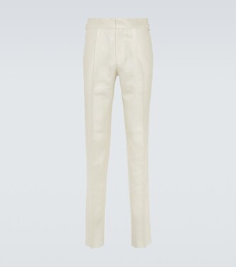 Pantalones tapered de lana, seda y lino | Thom Sweeney