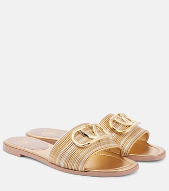 VLogo Signature metallic leather sandals | Valentino Garavani