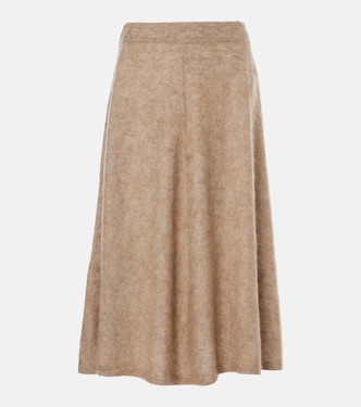 Falda midi de mezcla de lana, mohair y cachemir | Brunello Cucinelli