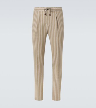 Striped cotton and linen tapered pants | Incotex