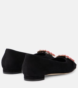 Ballerine Gilfa in suede con cristalli | Manolo Blahnik