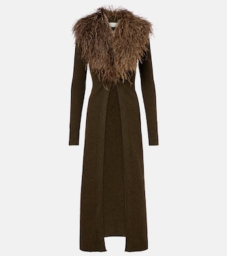 Feather-trimmed wool cardigan | Blumarine