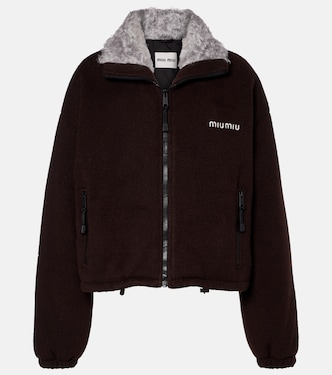 Logo gabardine bomber jacket | Miu Miu