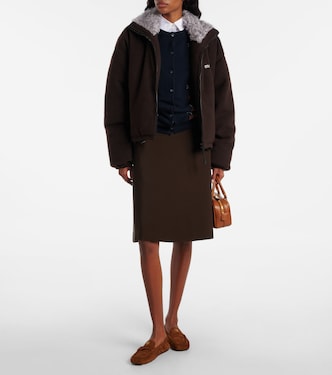 Logo gabardine bomber jacket | Miu Miu