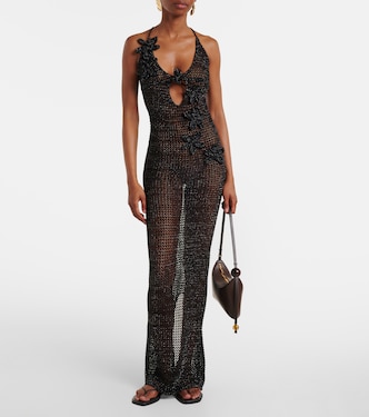 Hilsa open-knit lamé maxi dress | Bananhot