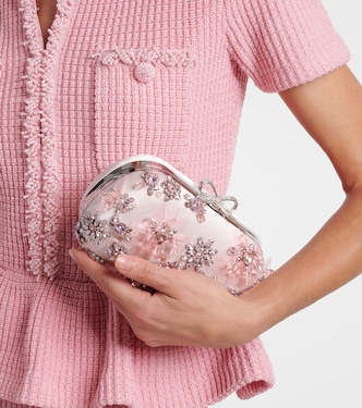 Clutch aus Satin mit Kristallen | Self-Portrait