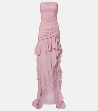 Asymmetric ruffled georgette gown | Blumarine