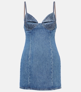 Crystal-embellished denim minidress | Area