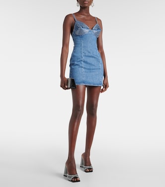 Crystal-embellished denim minidress | Area