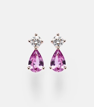 Orecchini in oro rosa 18kt con zaffiri e diamanti | Anita Ko
