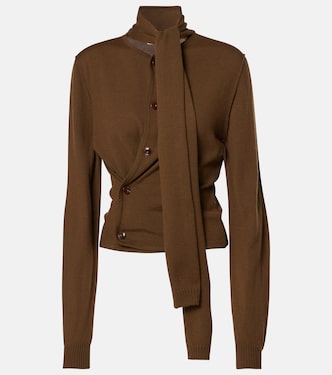 Twisted scarf-detail wool-blend cardigan | Lemaire