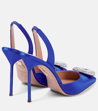 Escarpins slingback Crystal Hoop 50 en satin | Aquazzura