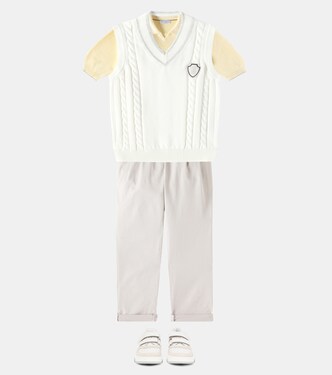 Sneakers in pelle con finiture in suede | Brunello Cucinelli Kids
