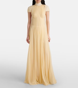 Pleated silk chiffon gown | McQueen