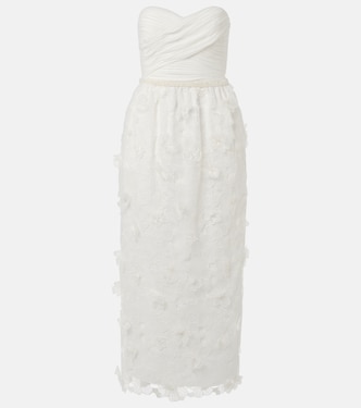 Bridal floral-appliqué organza gown | Self-Portrait