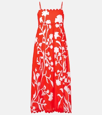 Printed scalloped cotton midi dress | Juliet Dunn