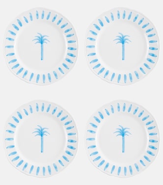 Palm set of 4 ceramic dinner plates | Les-Ottomans