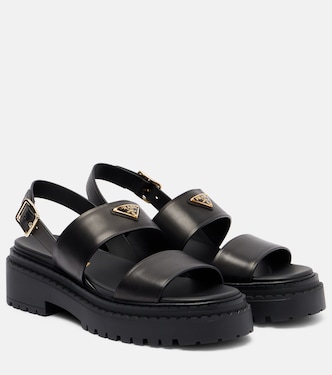 Logo leather sandals | Prada