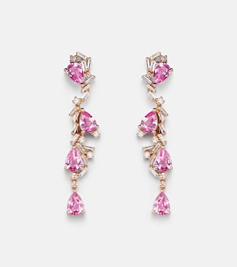 Ohrringe aus 18kt Roségold mit Diamanten und Saphiren | Suzanne Kalan