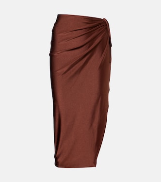 Solid Ruched gathered midi skirt | Adriana Degreas