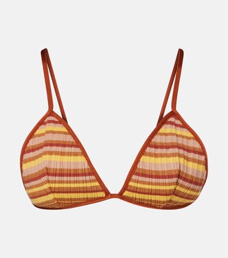 Ann ribbed-knit striped bikini top | Bananhot