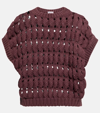 Top en mezcla de algodón calado | Brunello Cucinelli