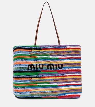 Large striped crochet tote bag | Miu Miu
