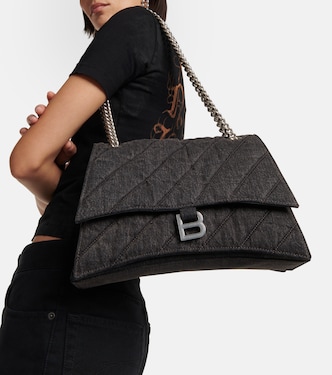 Borsa a spalla Crush Medium in denim | Balenciaga