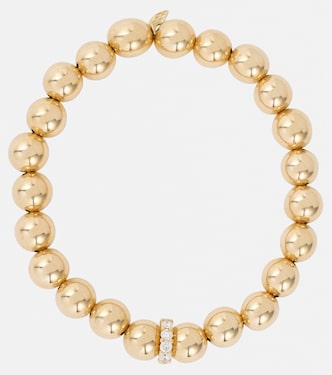 Cocktail 14kt gold beaded bracelet with diamonds | Sydney Evan