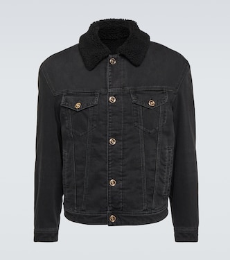 Blouson faux shearling-lined denim jacket | Versace
