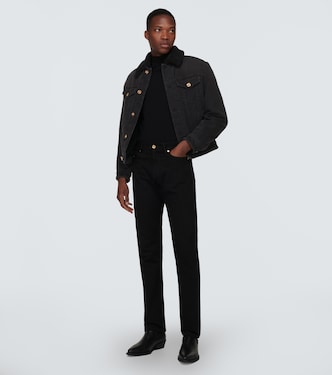 Blouson faux shearling-lined denim jacket | Versace